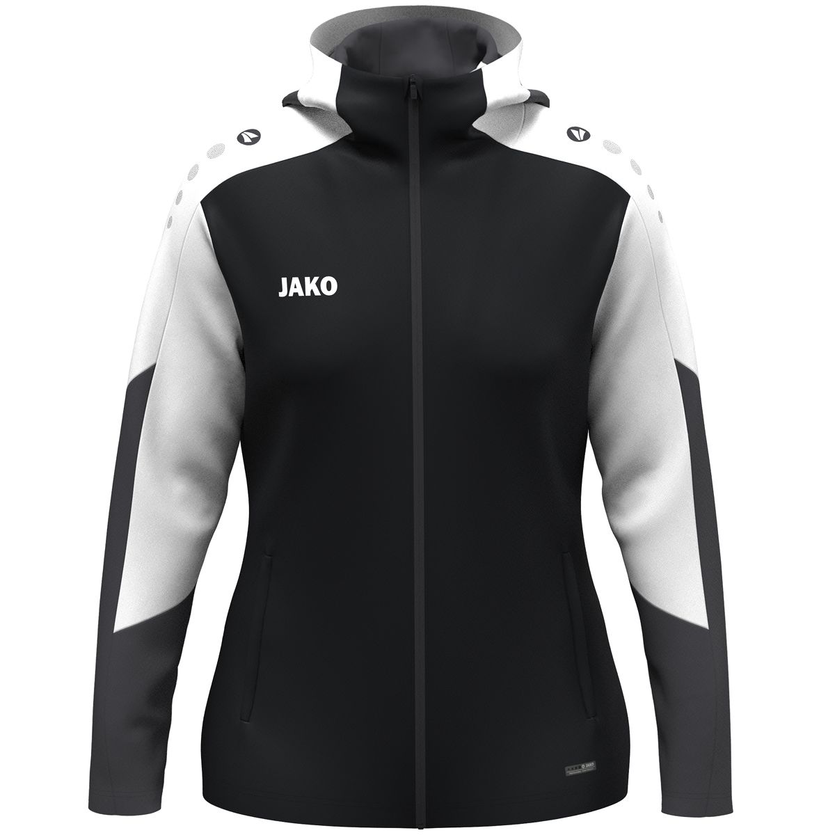 JAKO Dames Jas met Kap Dynamic 6870D Zwart Wit Antraciet | Jakosportkleding | Bedrukking mogelijk 